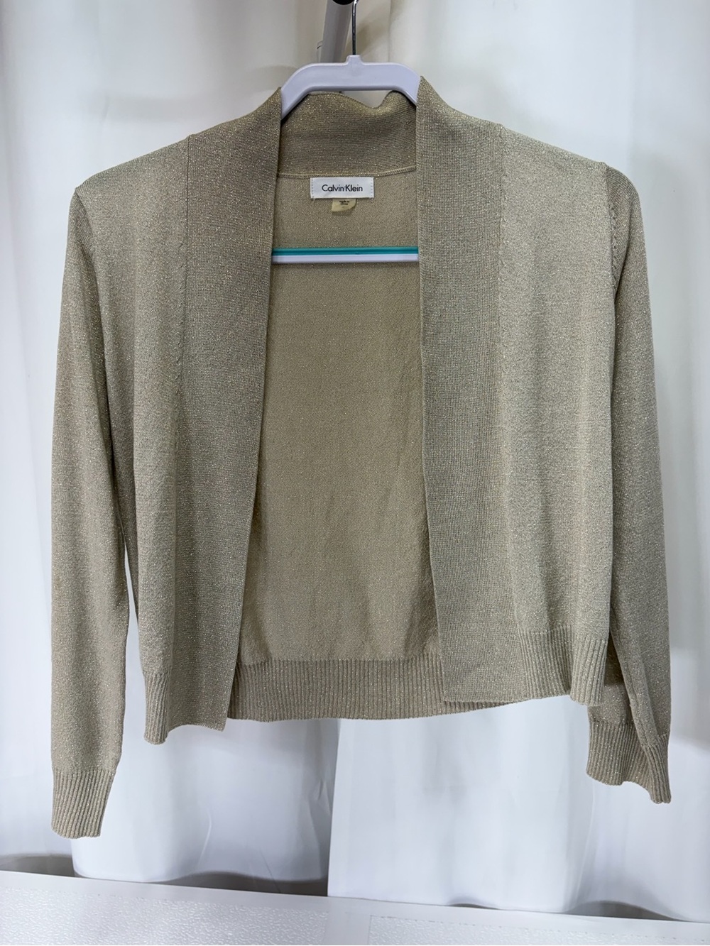 Calvin Klein Metallic Beige Open-Front Cardigan 4130